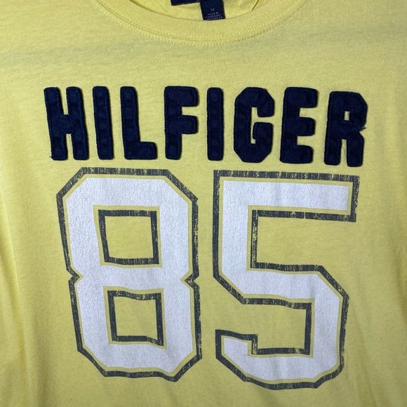 Tommy Hilfiger Sz M Yellow Logo Long Sleeve Shirt - Picture 6 of 8